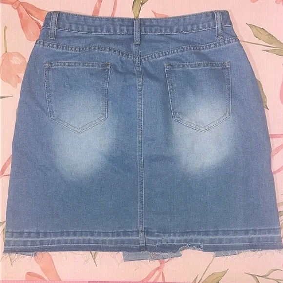 NWT SHEIN ICON Asymmetrical Denim Skirt with Distressed Hem Waist Size 30 - Picture 7 of 7